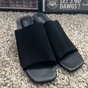 Knit Chunky Heeled Mules